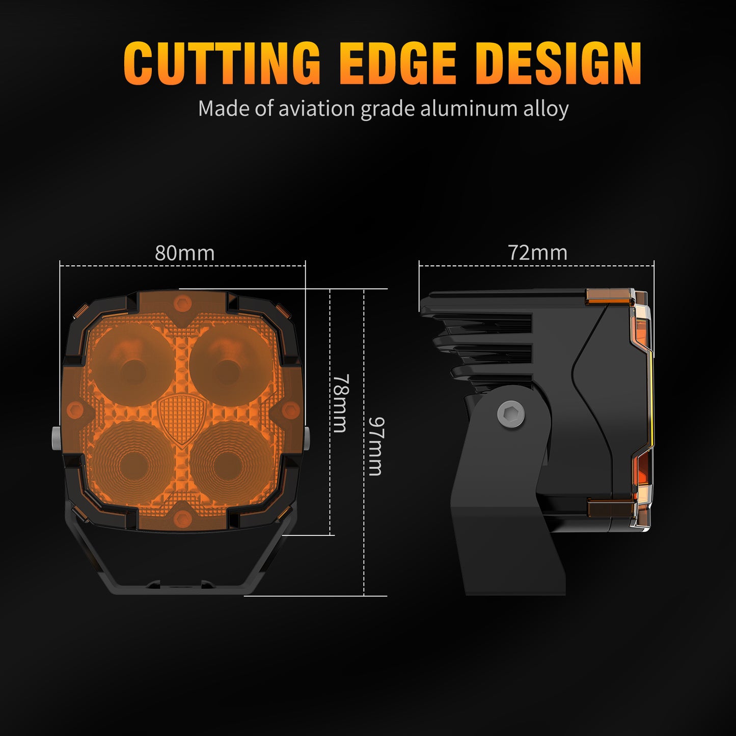 KONTOP 50W LED Pod Lights Dual Color 6000K White & 3000K Amber Off Road Driving Lights IP68