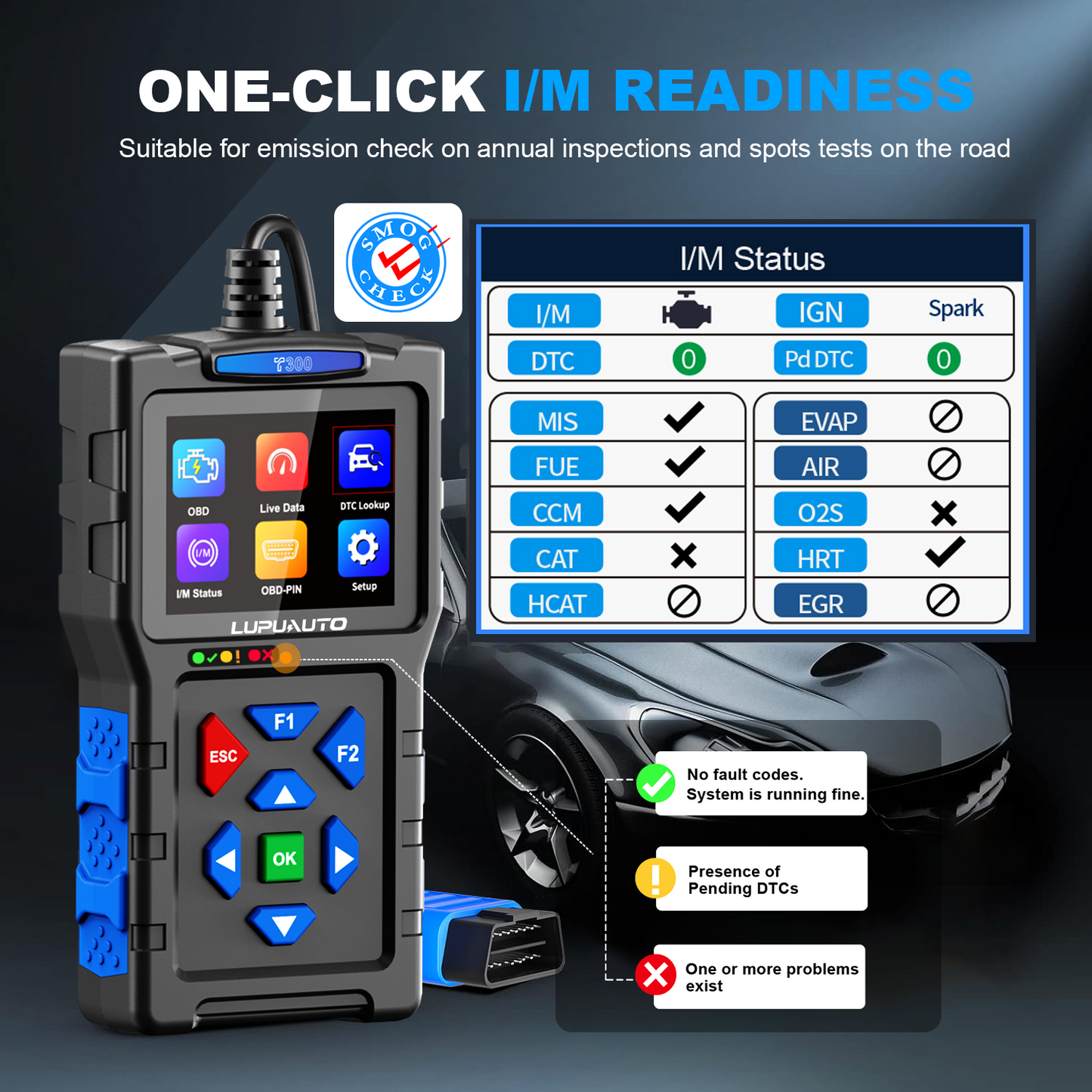 T300 OBD2 Scanner | Professional Car Diagnostic Tool with Live Data, DTC Reader & Battery Test