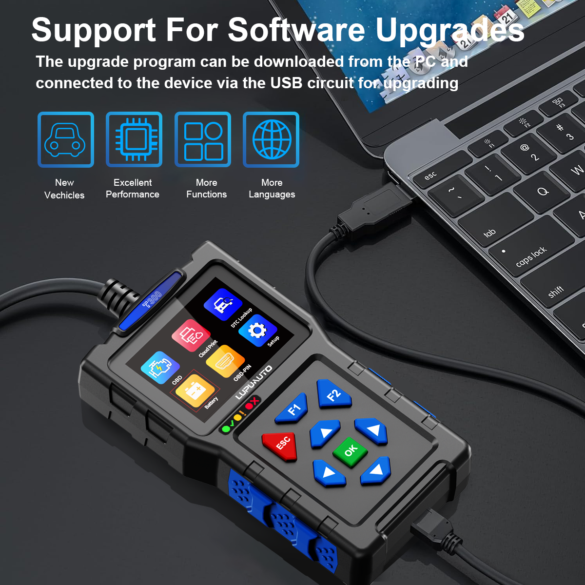 T300 OBD2 Scanner | Professional Car Diagnostic Tool with Live Data, DTC Reader & Battery Test