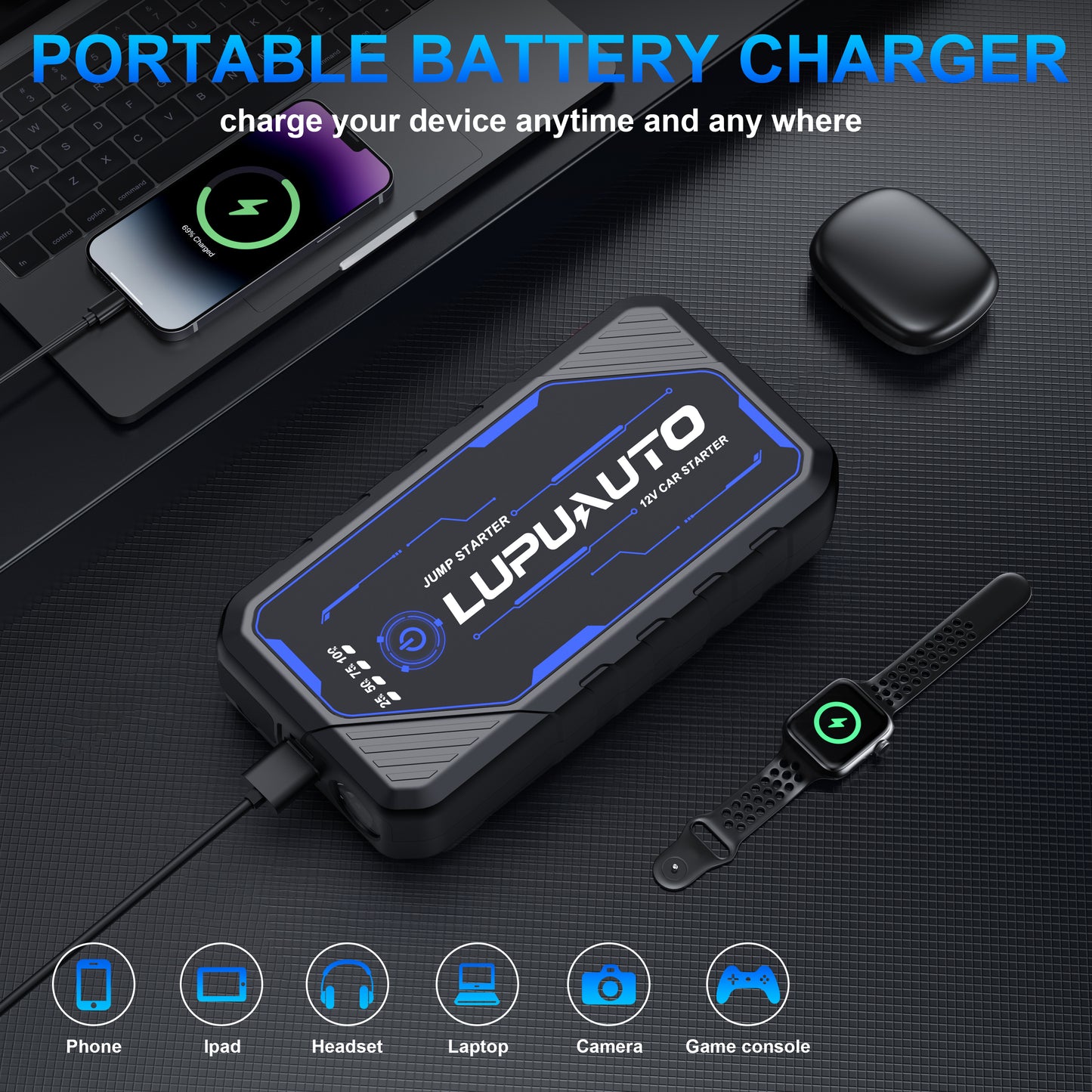 KONTOP 4000A Jump Starter | Portable Battery Booster for 10L Gas & 8.5L Diesel Engines