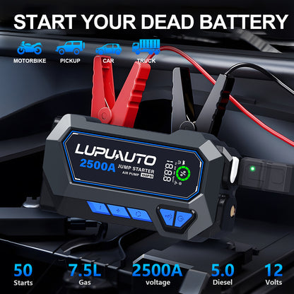KONTOP 2500A Jump Starter with Air Compressor | 150 PSI Tire Inflator & Power Bank