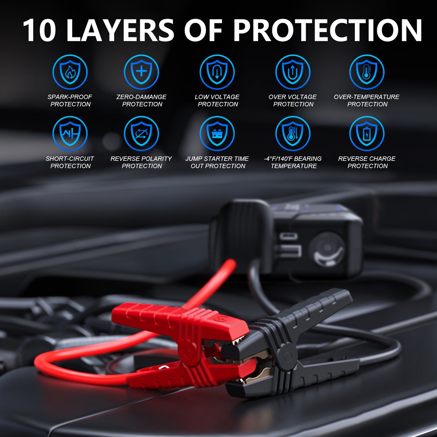 KONTOP 4000A Jump Starter | Portable Battery Booster for 10L Gas & 8.5L Diesel Engines