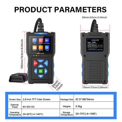 T300 OBD2 Scanner | Professional Car Diagnostic Tool with Live Data, DTC Reader & Battery Test