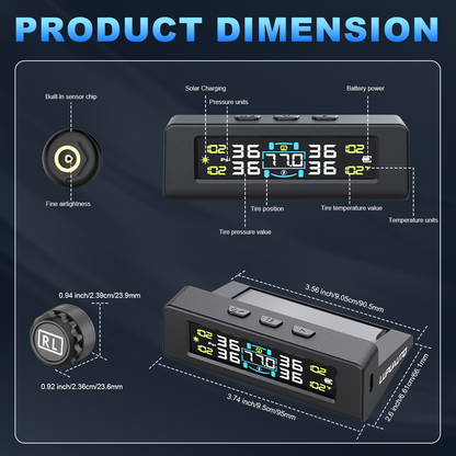 KONTOP 4-Sensor Smart TPMS | Solar & USB Tire Pressure Monitoring System for Cars & SUVs