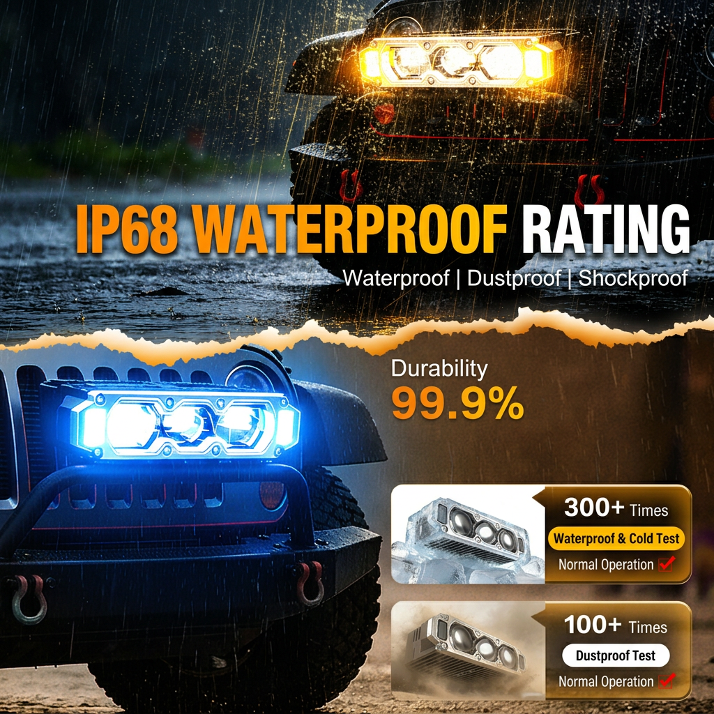 KONTOP S450 Pro Series 100W LED Pod Lights - Universal Hi-Lo Beam Auxiliary Driving Light for Cars & Motorcycles, IP68 Waterproof, 10000LM Ultra Bright