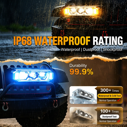 KONTOP S450 Pro Series 100W LED Pod Lights - Universal Hi-Lo Beam Auxiliary Driving Light for Cars & Motorcycles, IP68 Waterproof, 10000LM Ultra Bright