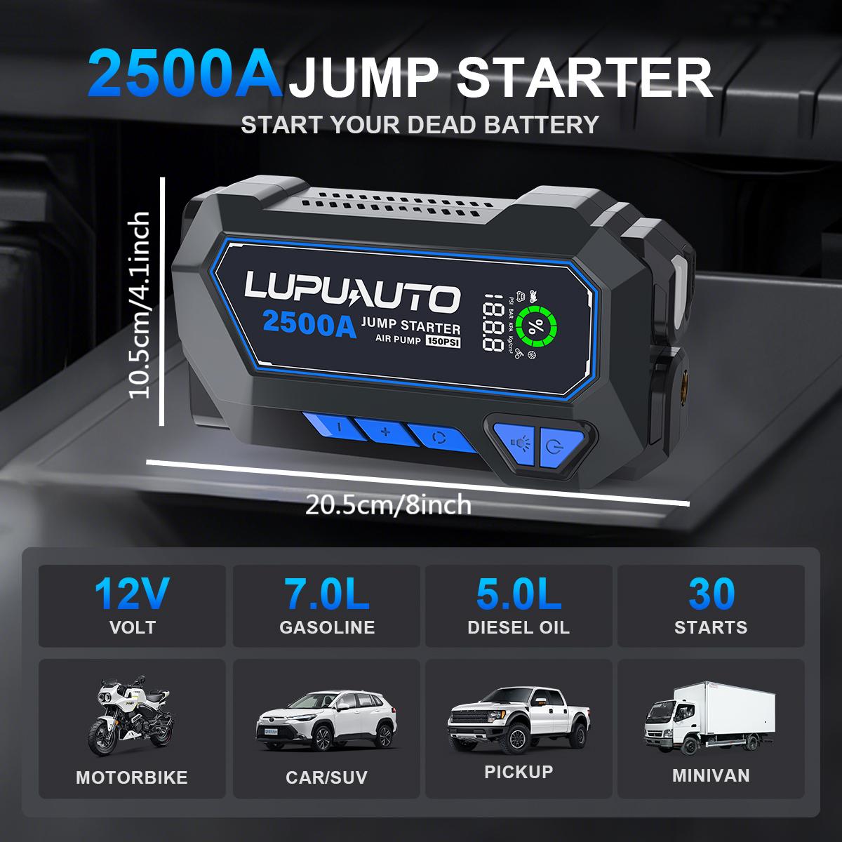 KONTOP 2500A Jump Starter with Air Compressor | 150 PSI Tire Inflator & Power Bank