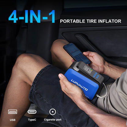 KONTOP 4-IN-1 Portable Tire Inflator | 150 PSI Fast Air Pump, Wireless & Car Power Dual Mode
