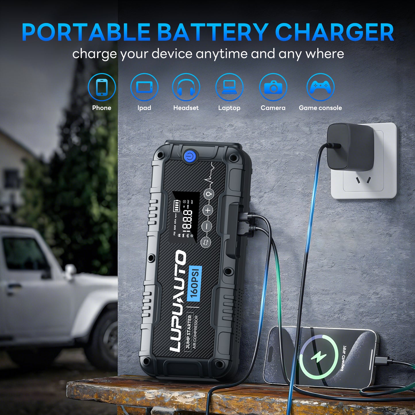 KONTOP 4000A Jump Starter with Air Compressor | 160 PSI Tire Inflator