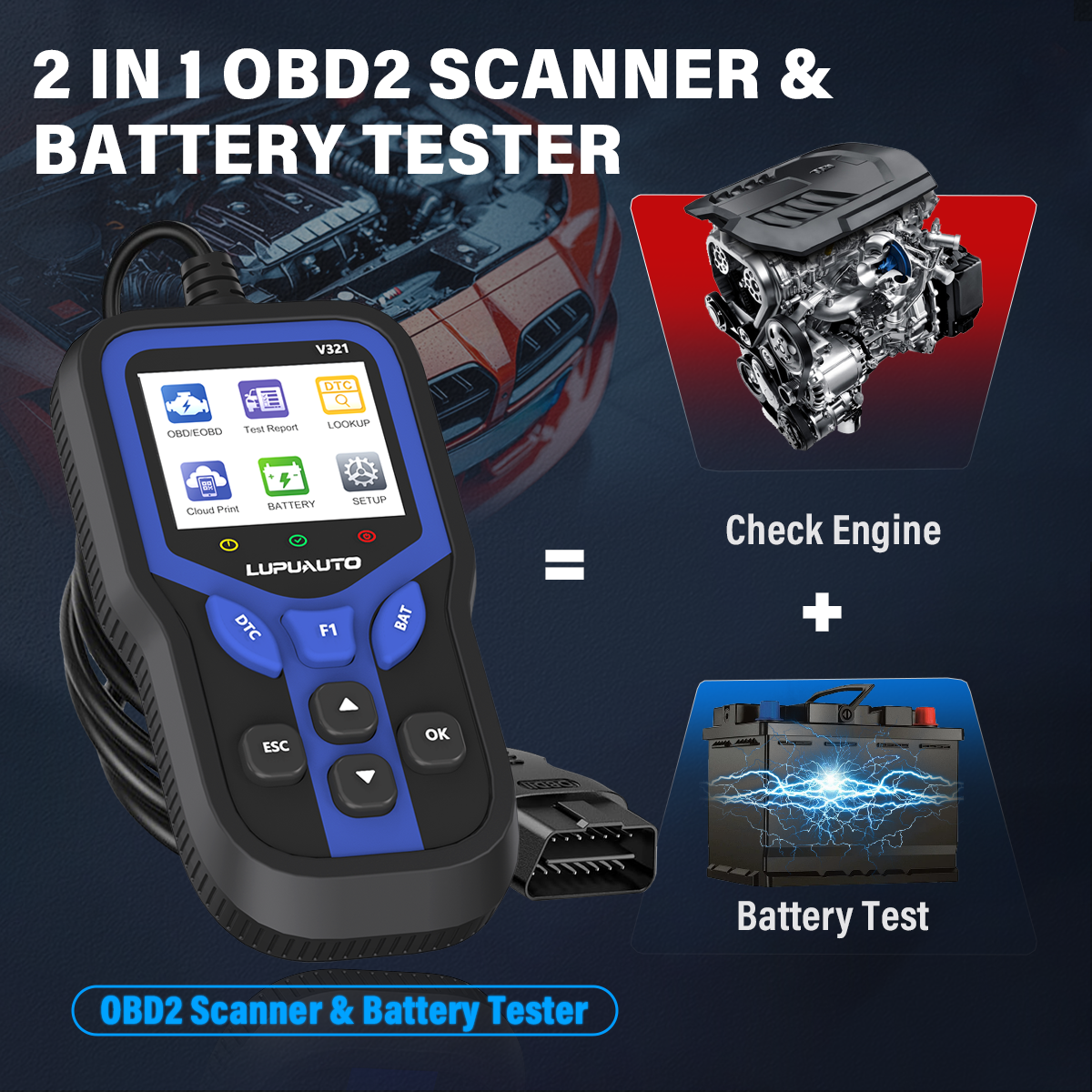 KONTOP V321 OBD2 Scanner & Battery Tester | Read & Clear Codes, Live Data, DTC Lookup
