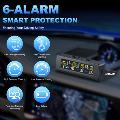 KONTOP 6-Sensor Smart TPMS | Solar & USB Tire Pressure Monitoring System for RV, Truck & Trailer