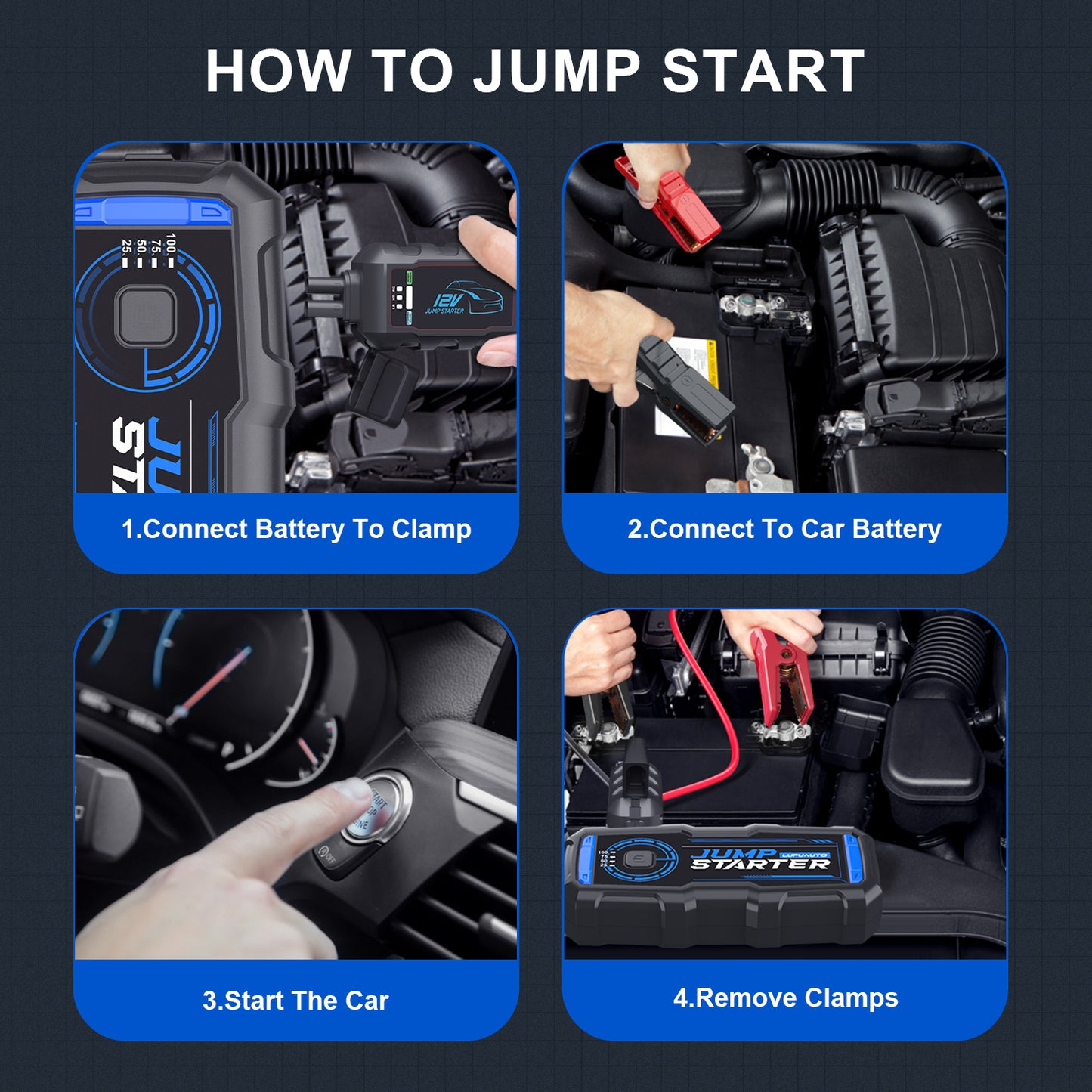 KONTOP 2500A Jump Starter | 7.5L Gas & 5.0L Diesel Car Battery Booster with Power Bank & LED Light