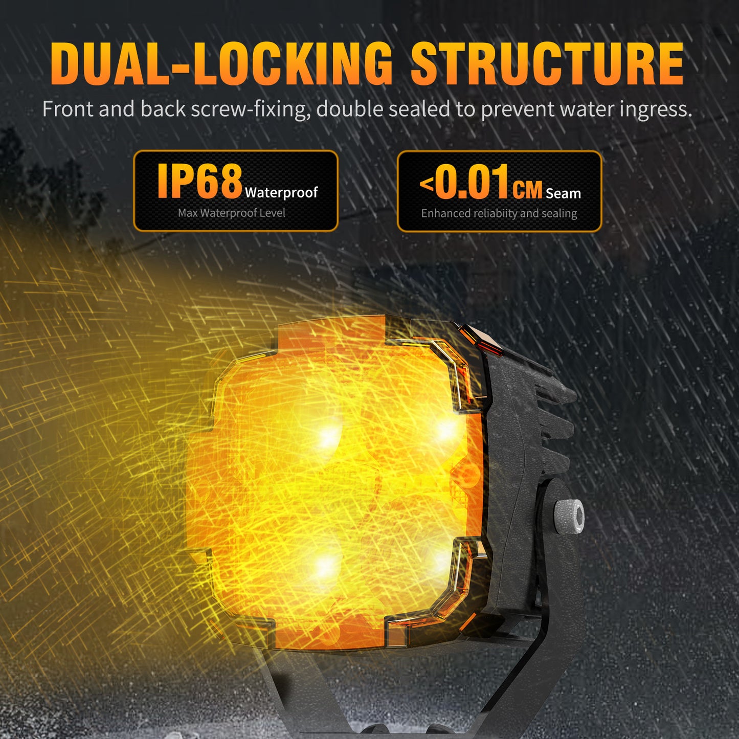 KONTOP 50W LED Pod Lights Dual Color 6000K White & 3000K Amber Off Road Driving Lights IP68