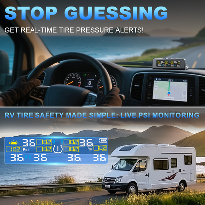 KONTOP 6-Sensor Smart TPMS | Solar & USB Tire Pressure Monitoring System for RV, Truck & Trailer