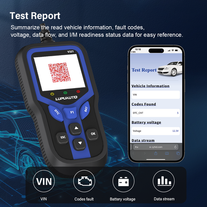KONTOP V321 OBD2 Scanner & Battery Tester | Read & Clear Codes, Live Data, DTC Lookup