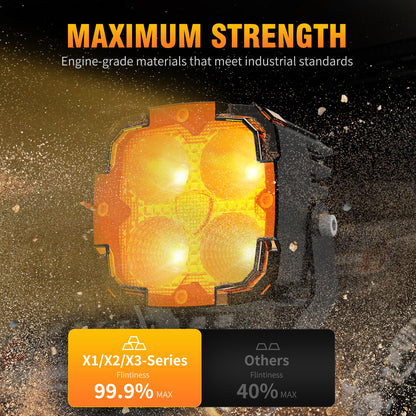 KONTOP 50W LED Pod Lights Dual Color 6000K White & 3000K Amber Off Road Driving Lights IP68