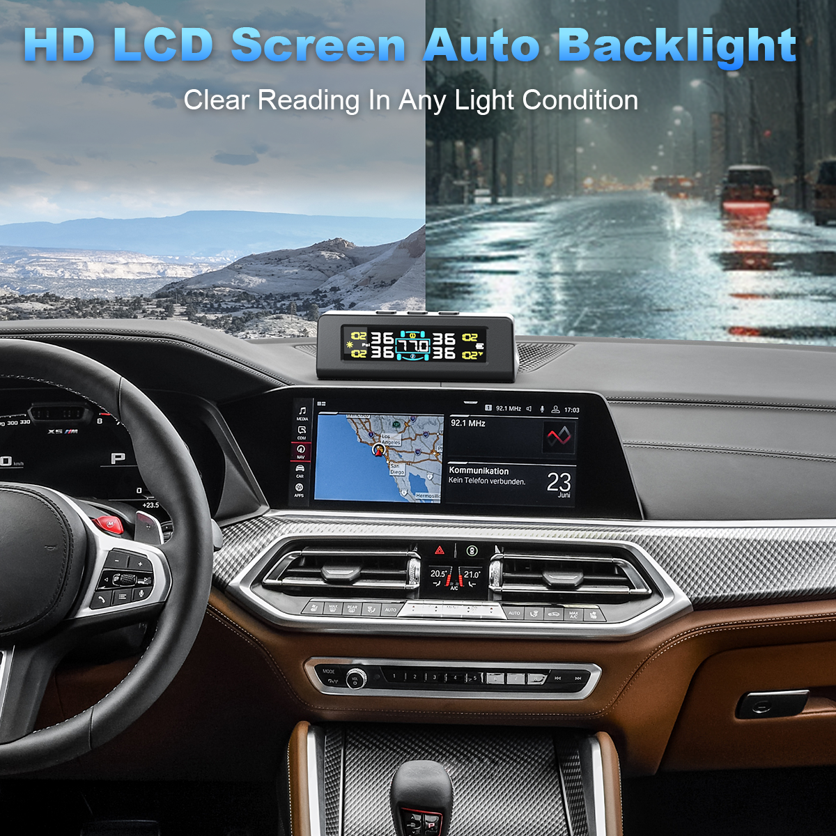 KONTOP 4-Sensor Smart TPMS | Solar & USB Tire Pressure Monitoring System for Cars & SUVs