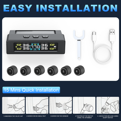 KONTOP 4-Sensor Smart TPMS | Solar & USB Tire Pressure Monitoring System for Cars & SUVs