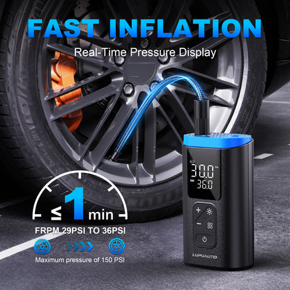 KONTOP Mini Portable Tire Inflator | Cordless Air Pump with Auto Shut-Off & Power Bank