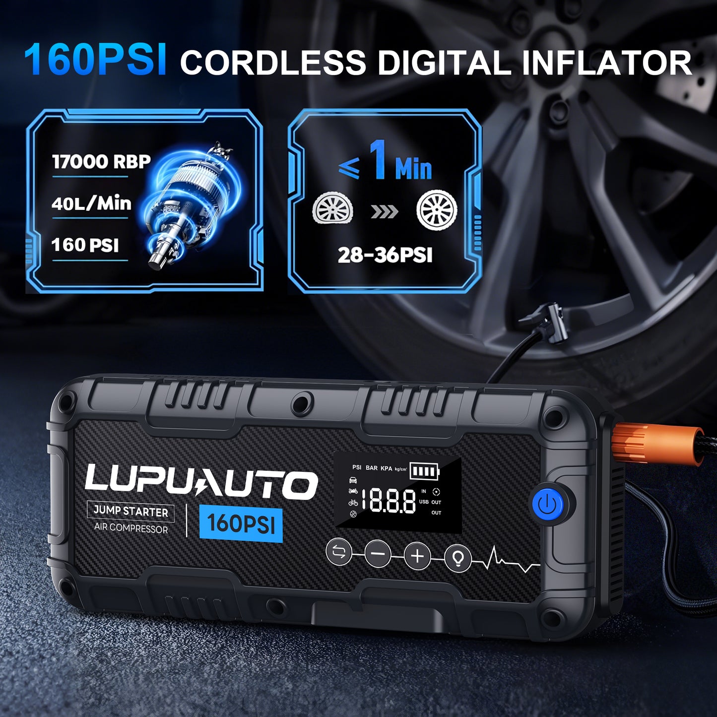 KONTOP 4000A Jump Starter with Air Compressor | 160 PSI Tire Inflator