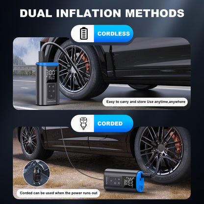 KONTOP Mini Portable Tire Inflator | Cordless Air Pump with Auto Shut-Off & Power Bank