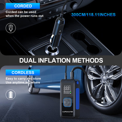 KONTOP Portable Tire Inflator | 150 PSI Fast Air Pump with Power Bank, Cordless & Car Dual Mode