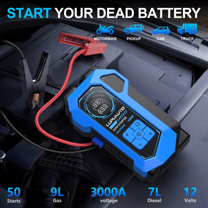 KONTOP 3000A Jump Starter with Air Compressor | 150 PSI Portable Battery Booster & Tire Inflator