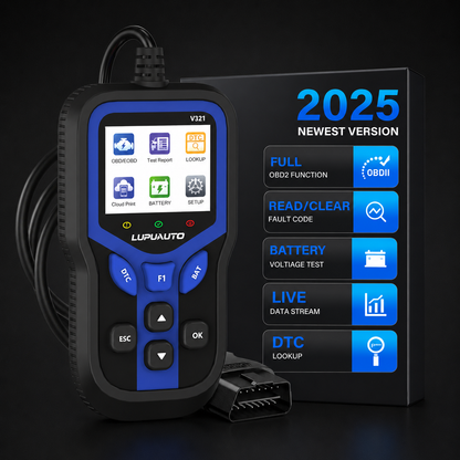 KONTOP V321 OBD2 Scanner & Battery Tester | Read & Clear Codes, Live Data, DTC Lookup