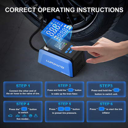 KONTOP 4-IN-1 Portable Tire Inflator | 150 PSI Fast Air Pump, Wireless & Car Power Dual Mode