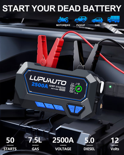 KONTOP 2500A Jump Starter with Air Compressor | 150 PSI Tire Inflator & Power Bank