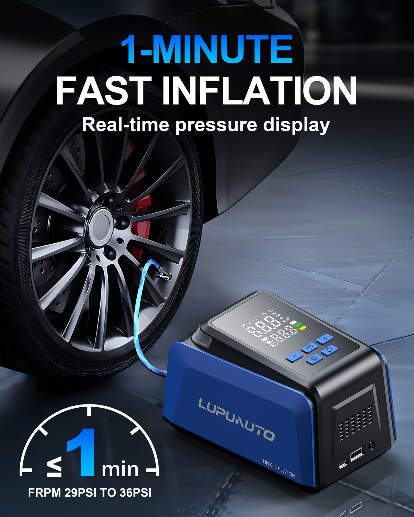 KONTOP 4-IN-1 Portable Tire Inflator | 150 PSI Fast Air Pump, Wireless & Car Power Dual Mode