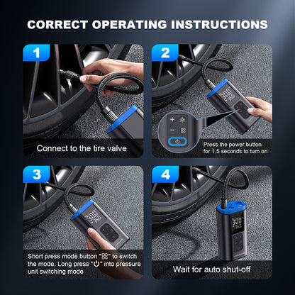 KONTOP Mini Portable Tire Inflator | Cordless Air Pump with Auto Shut-Off & Power Bank