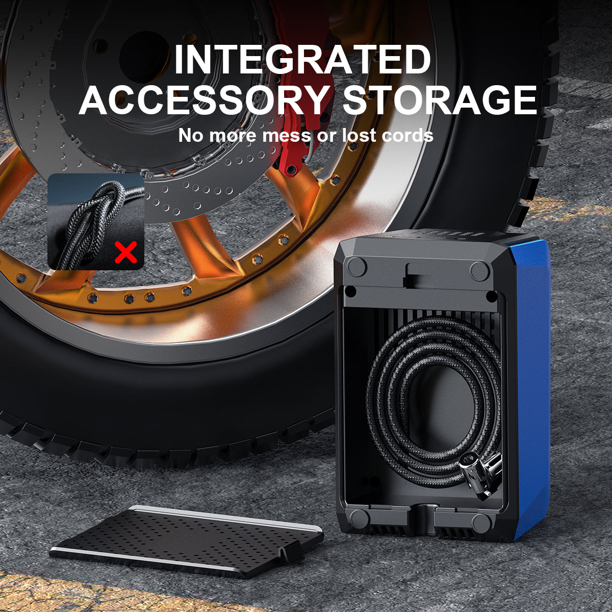 KONTOP 4-IN-1 Portable Tire Inflator | 150 PSI Fast Air Pump, Wireless & Car Power Dual Mode